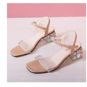 NWOT - Shein Rhinestone Décor Sandal *Beige (Size 7)